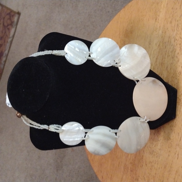 Jewelry - Jewelry - Buffed colored shaped beads w/sea shell disk necklace